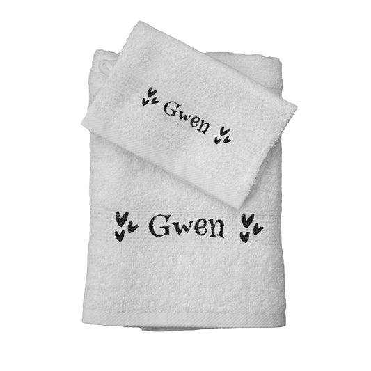 Set: Handdoek + Washandje met naam borduring