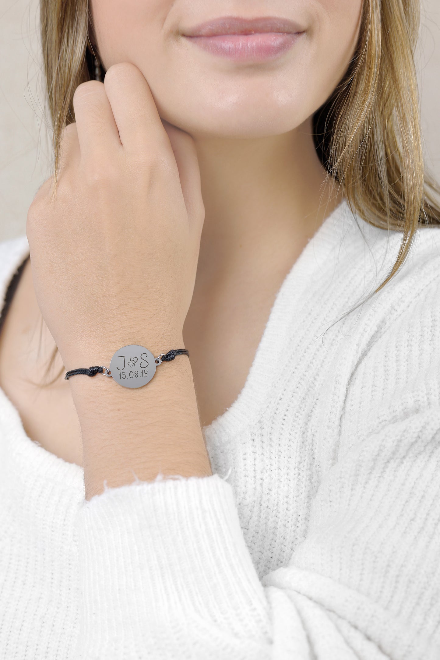 Armband Charlotte zilver - Initialen + Datum