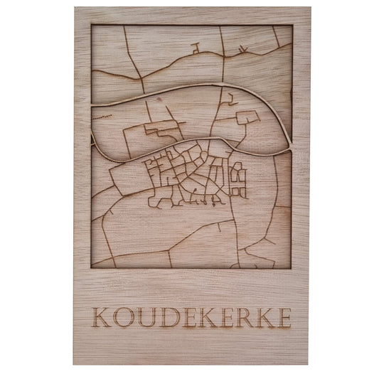 Houten stadsplattegrond - Koudekerke 20x30cm