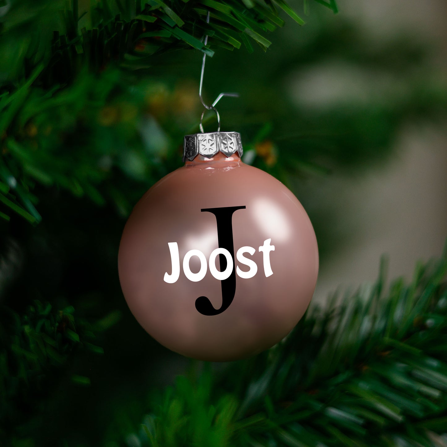 Kerstbal Roze Glans - Naam + Hoofdletter