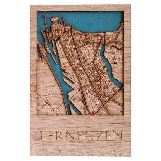 Houten stadsplattegrond - Terneuzen 20x30cm