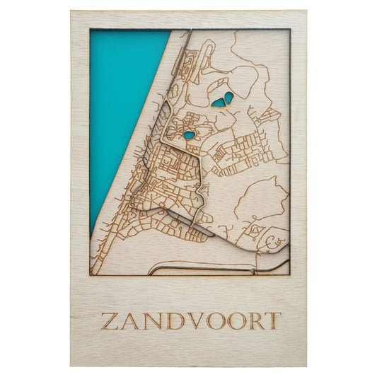 Houten stadsplattegrond - Zandvoort 20x30cm