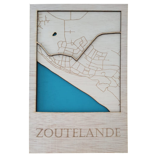 Houten stadsplattegrond - Zoutelande 20x30cm