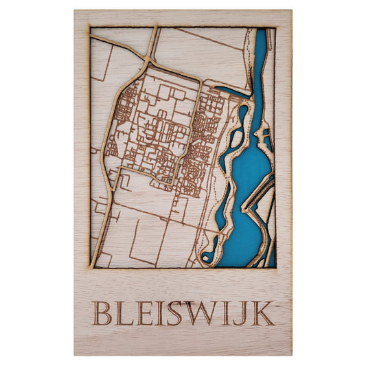 Houten stadsplattegrond - Bleiswijk 20x30cm