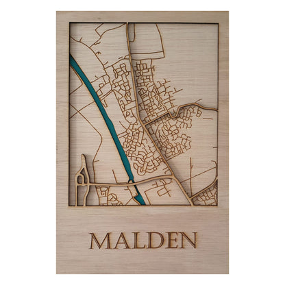 Houten stadsplattegrond - Malden 20x30cm