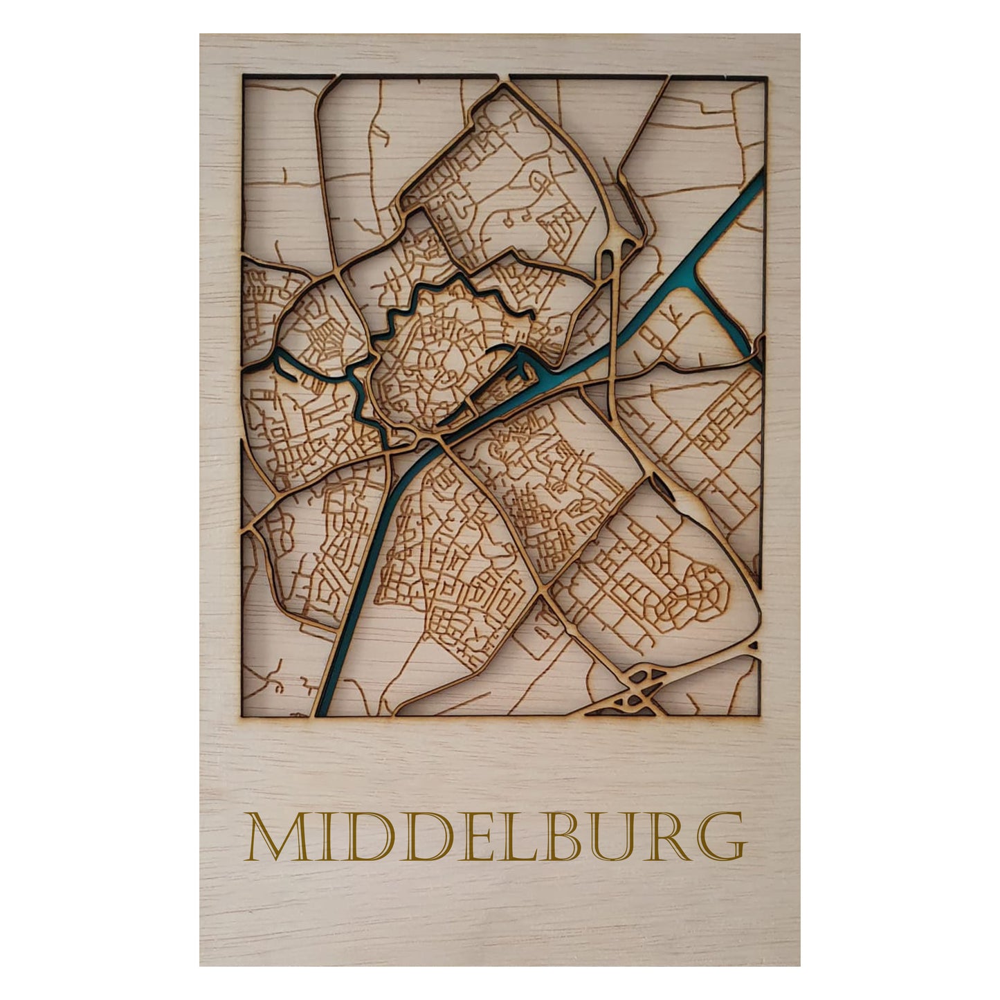 Houten stadsplattegrond - Middelburg 20x30cm