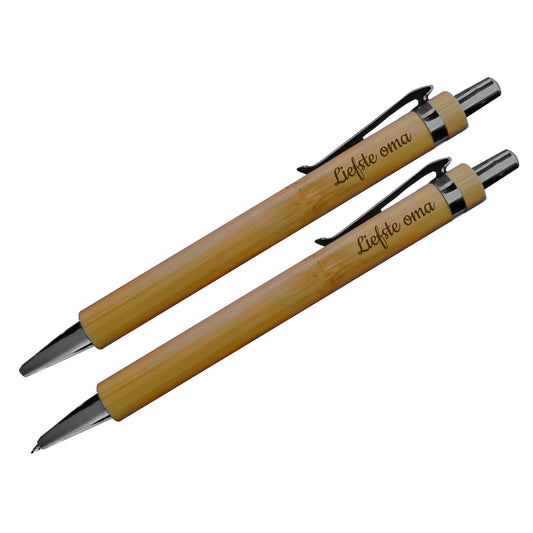 Bamboe set: pen + potlood - Liefste oma